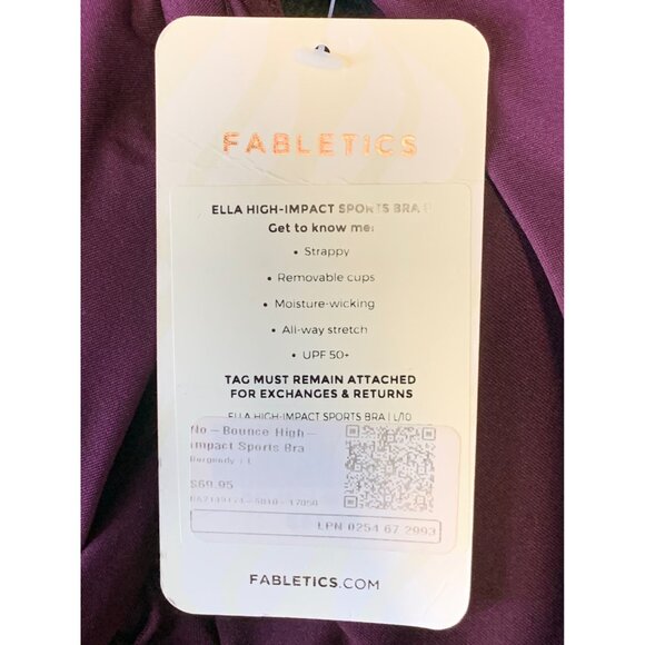 Fabletics Women Ella High-Impact Sport Bra Large L Purple Athletic Stretch New - Picture 5 of 7